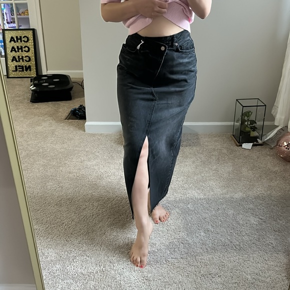 Reformation Black Denim long Skirt. 27 - Picture 1 of 13